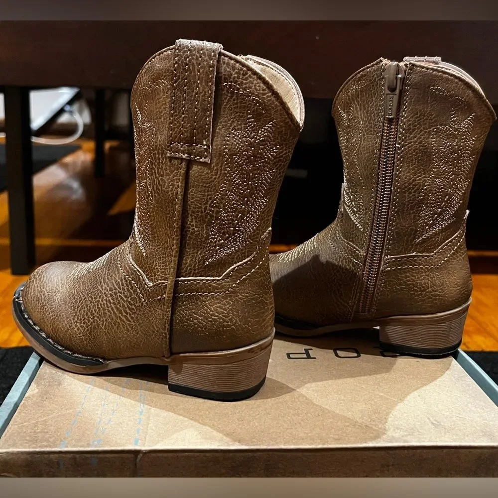 Roper Toddler Girls' Taylor Western Boots - Round Toe Size 5 Tan